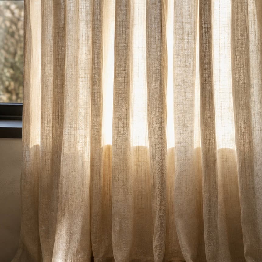 Linen — sunlit natural linen drapery